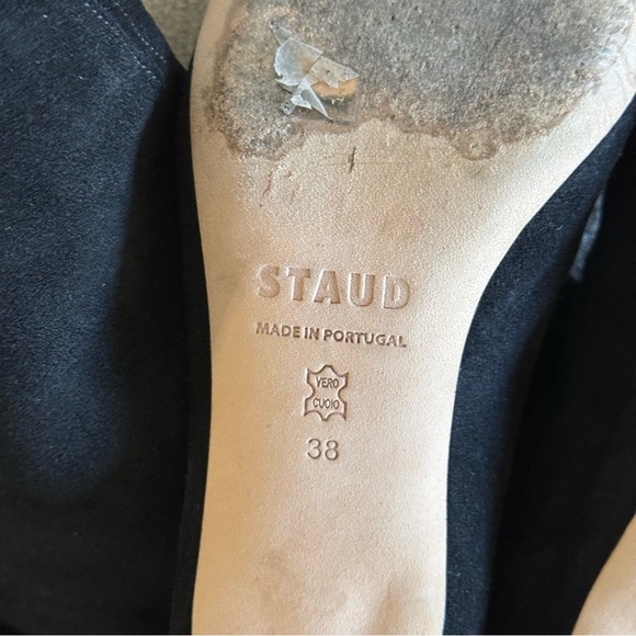 STAUD Wally Boots Black Suede Heeled Knee High Boots Size 38 - Picture 4 of 5